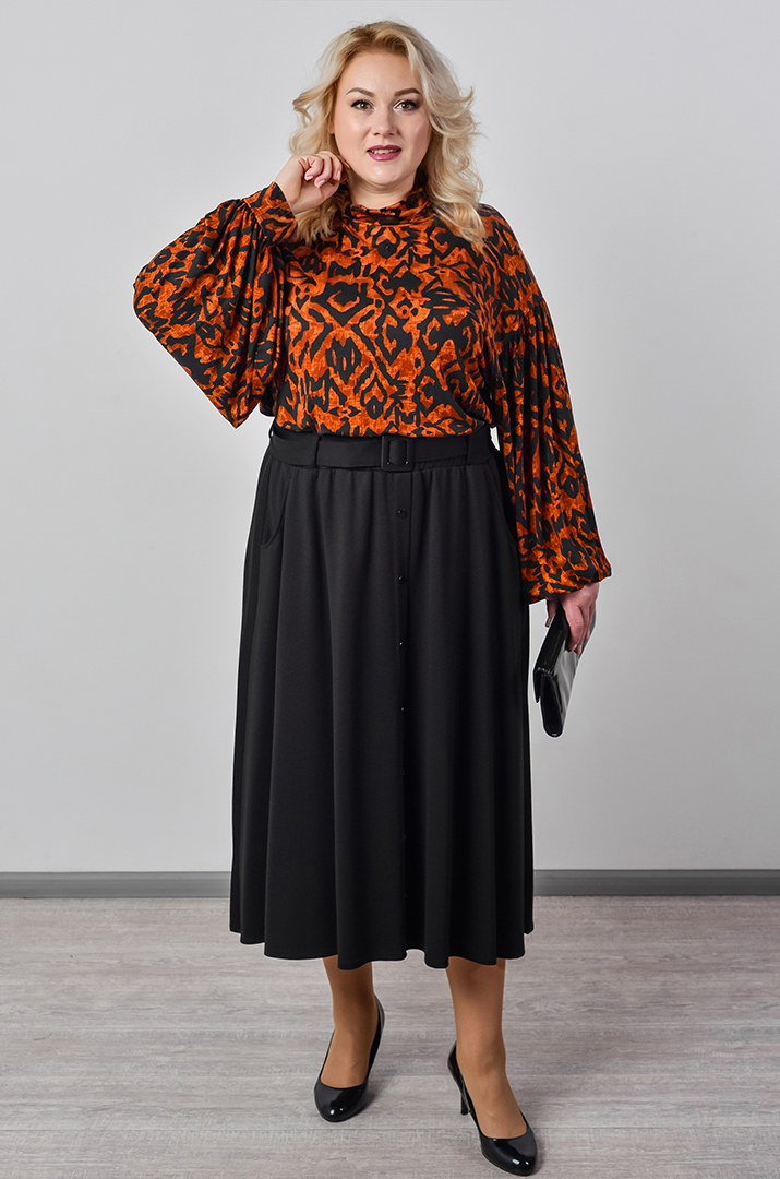 Блуза із довгим рукавом і графічним мотивом великих розмірів