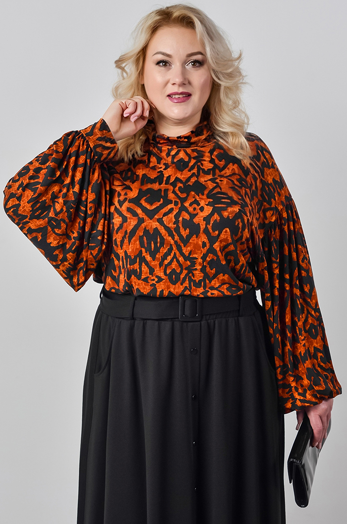 Блуза із довгим рукавом і графічним мотивом великих розмірів