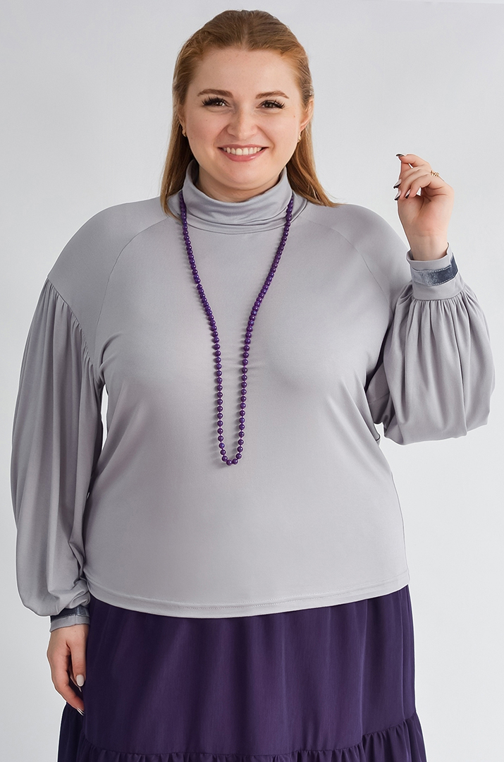 Блуза з довгими рукавами та фактурними деталями великих розмірів