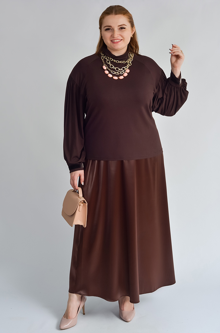 Блуза з довгими рукавами та фактурними деталями великих розмірів