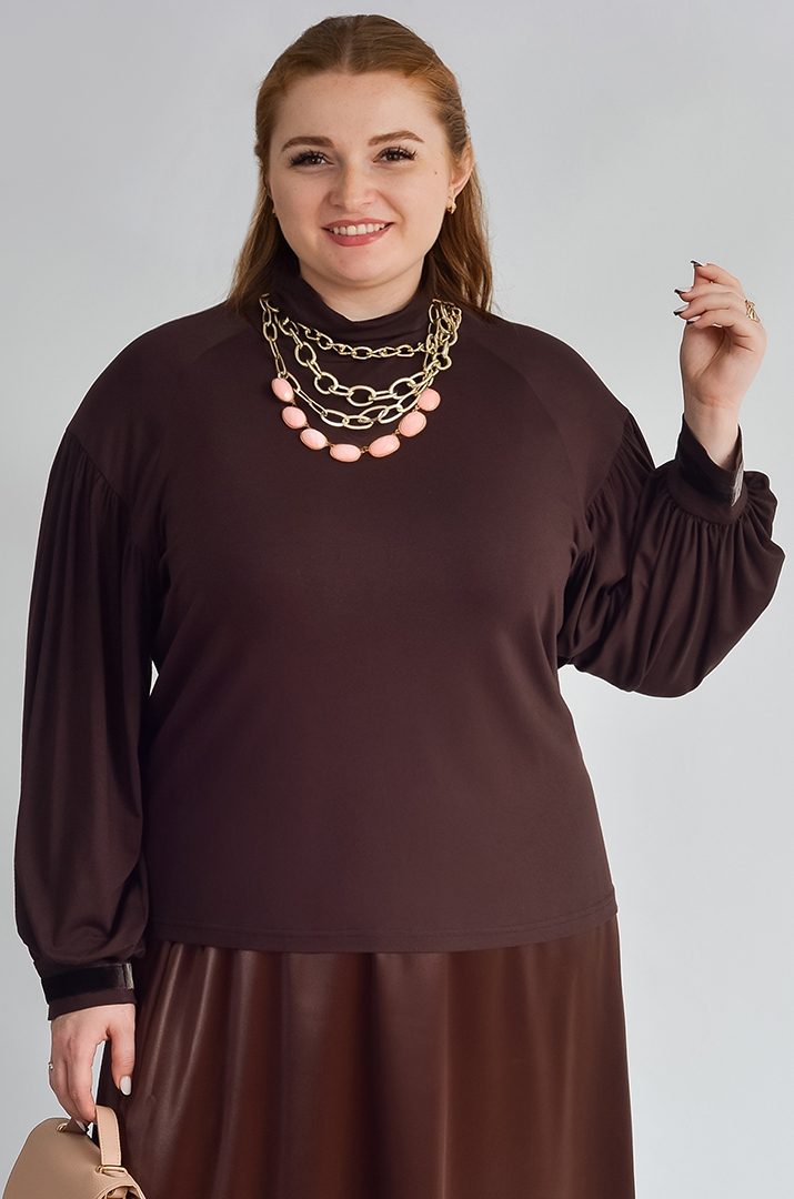 Блуза з довгими рукавами та фактурними деталями великих розмірів