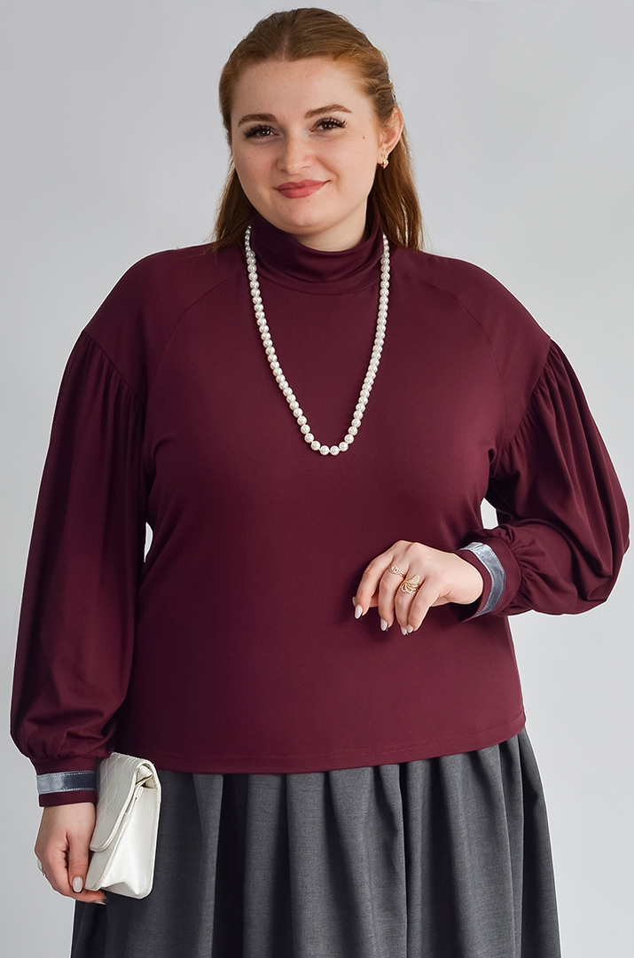 Блуза з довгими рукавами та фактурними деталями великих розмірів