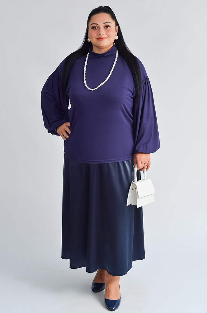 Блуза з довгими рукавами та фактурними деталями великих розмірів