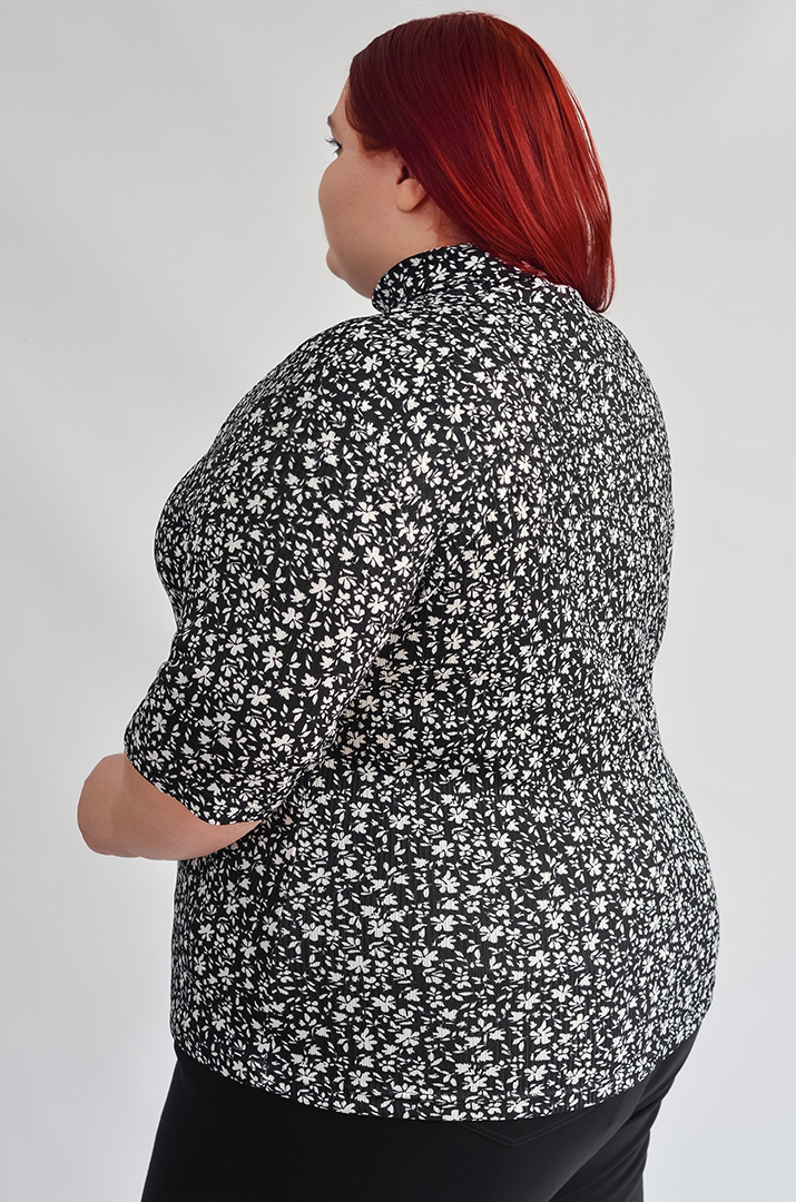 Гольф з трикотажу рубчик з укороченим рукавом і принтом великих розмірів