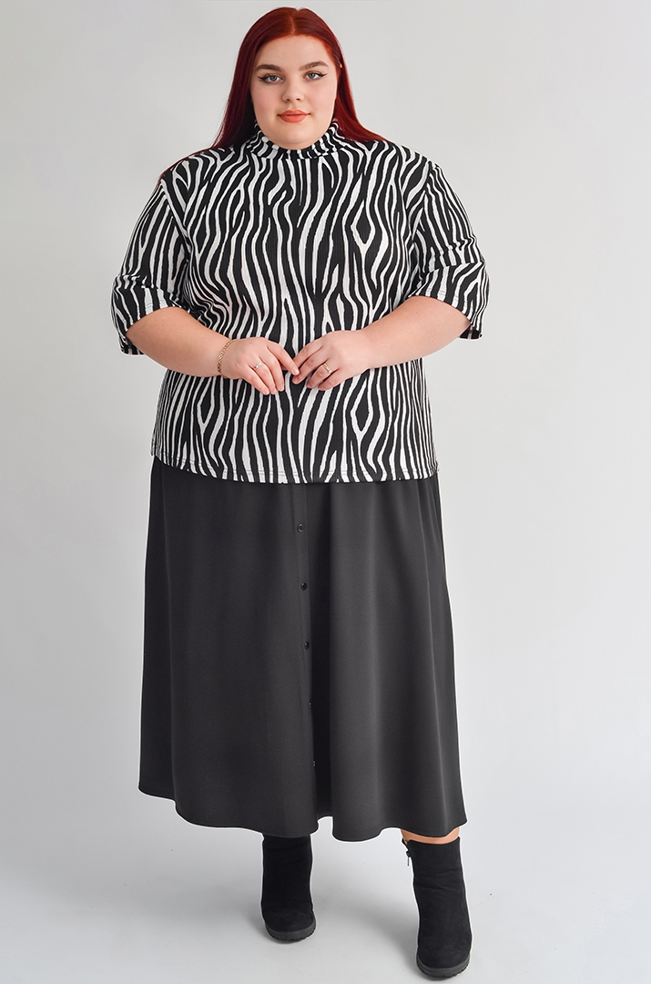 Гольф з трикотажу рубчик з укороченим рукавом і принтом великих розмірів