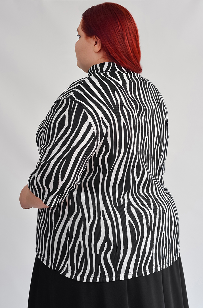 Гольф з трикотажу рубчик з укороченим рукавом і принтом великих розмірів