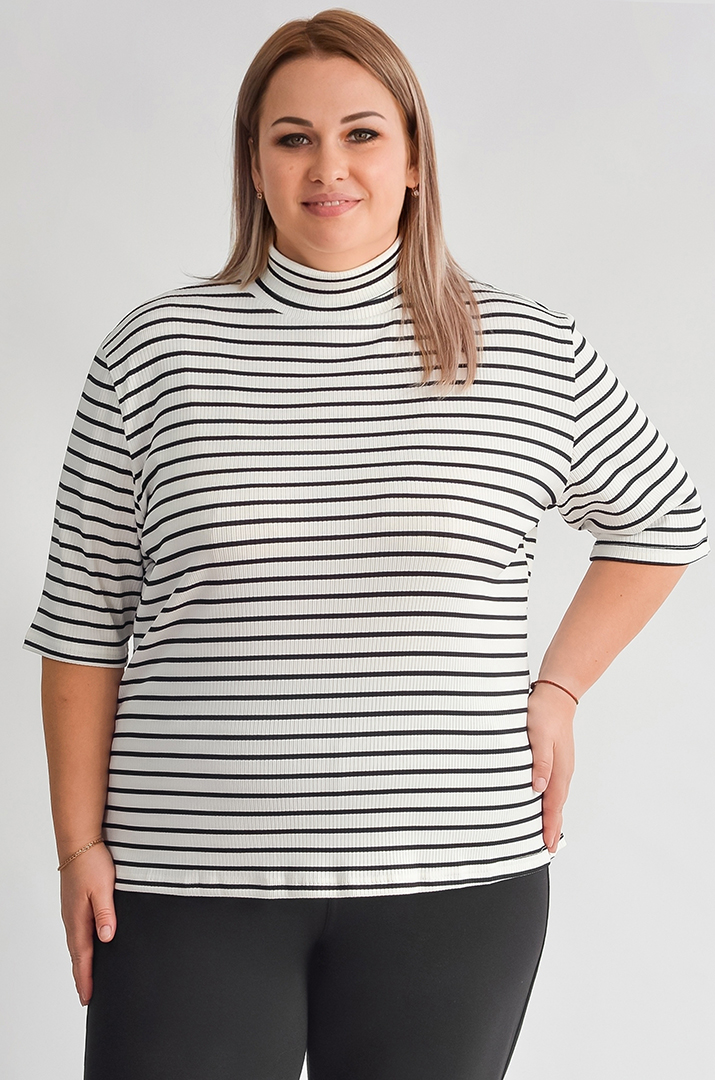 Гольф з трикотажу рубчик з укороченим рукавом і принтом великих розмірів