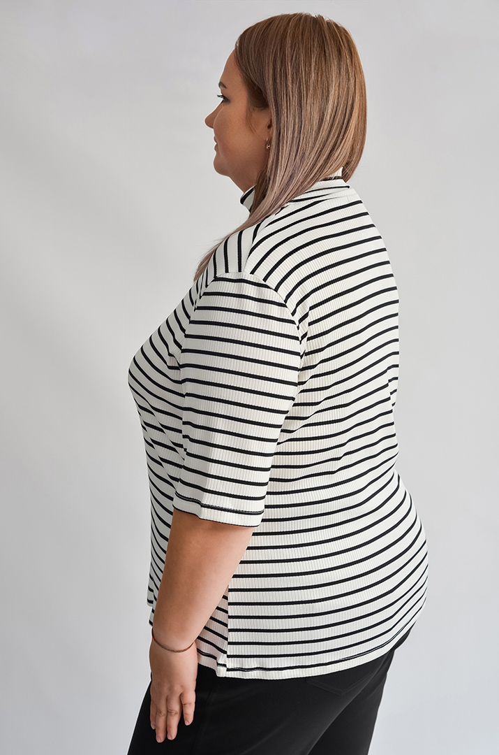 Гольф з трикотажу рубчик з укороченим рукавом і принтом великих розмірів