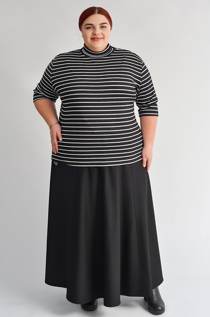 Гольф з трикотажу рубчик з укороченим рукавом і принтом великих розмірів