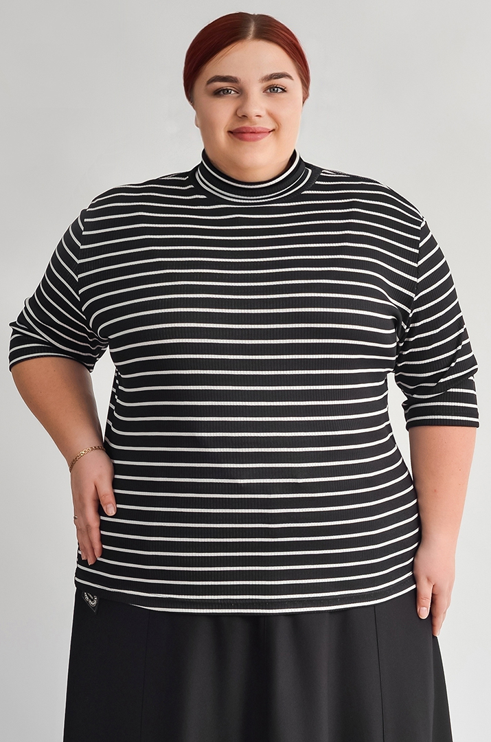 Гольф з трикотажу рубчик з укороченим рукавом і принтом великих розмірів