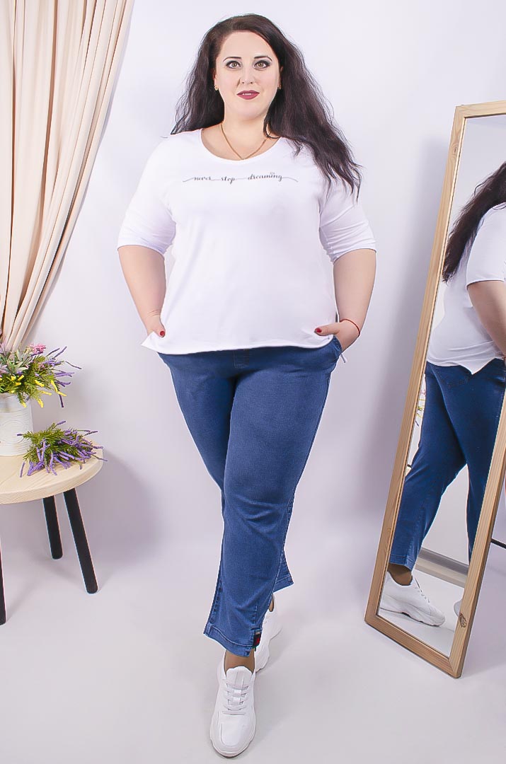 Джинсы бананы на резинке батал