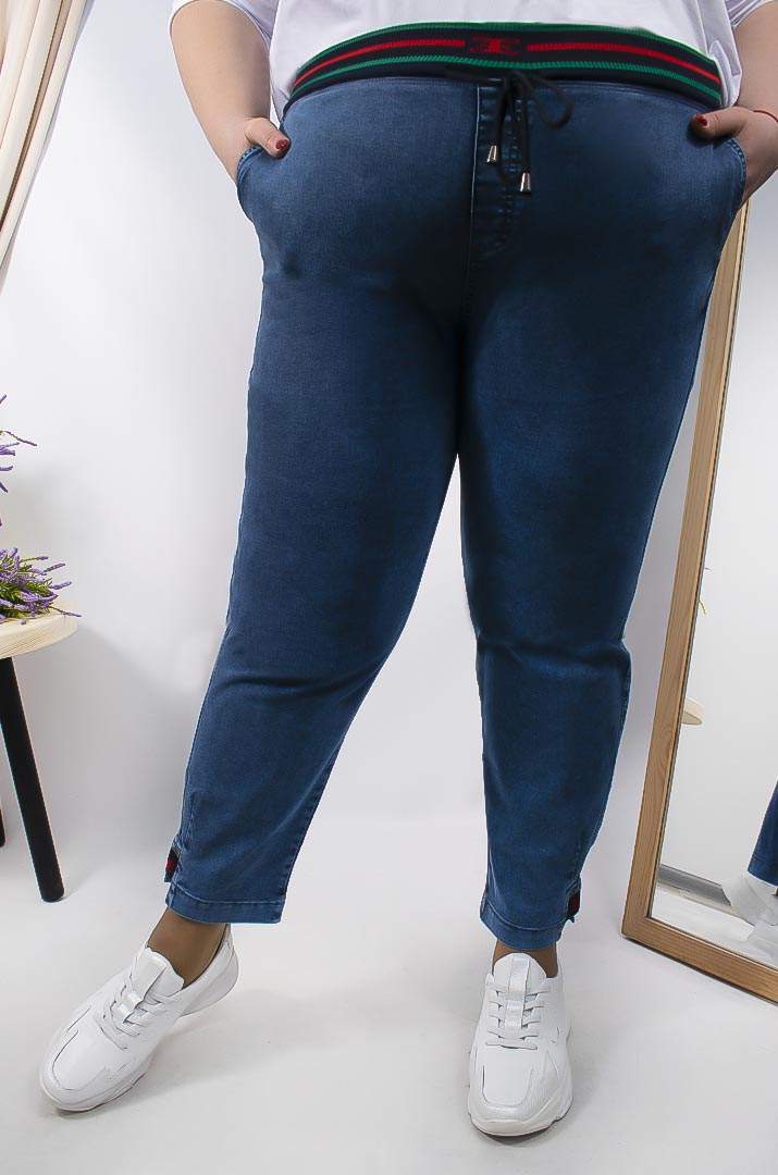 Джинсы бананы на резинке батал