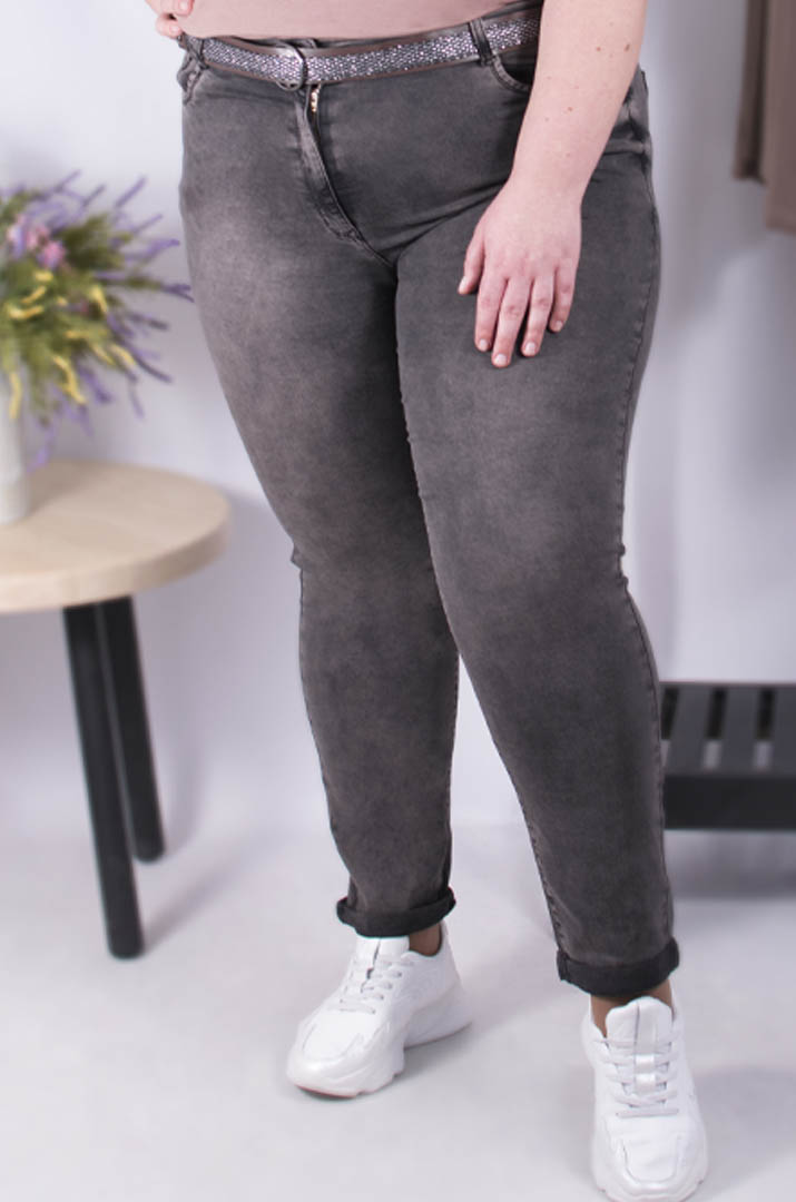 Джинсы узкие с поясом супер батал