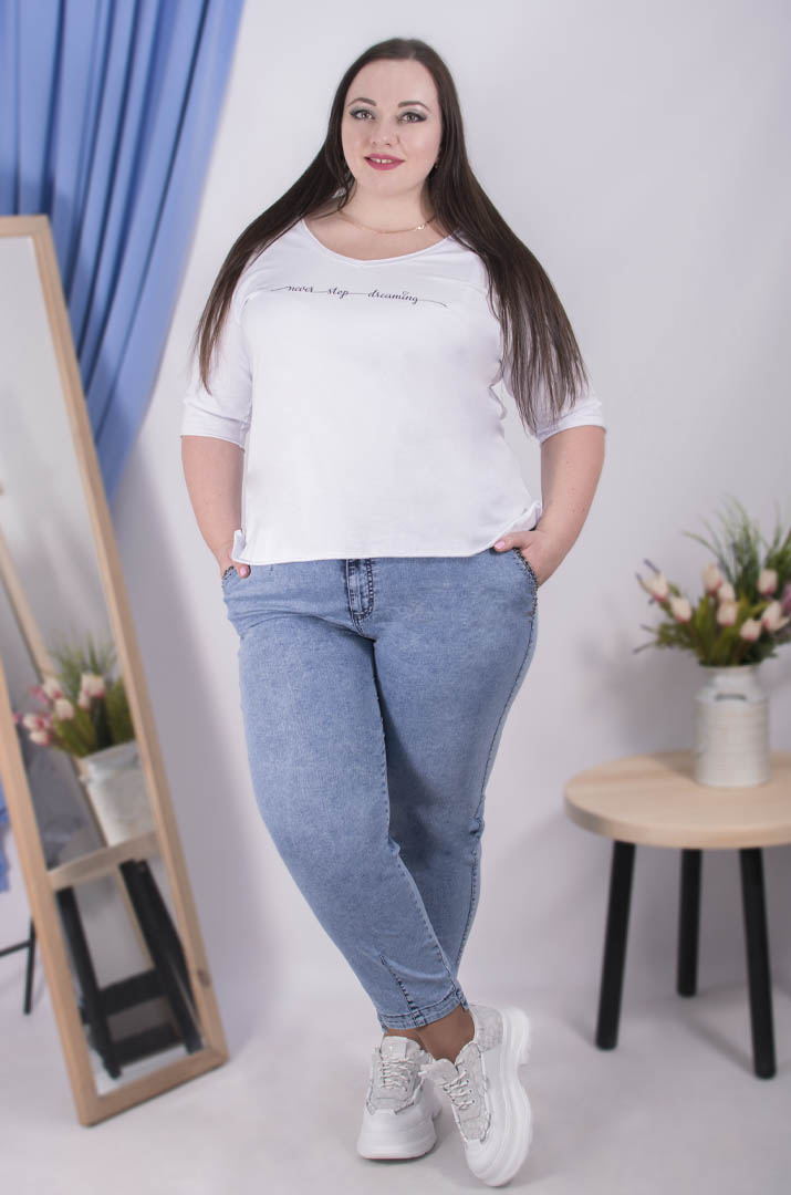 Джинси банани з поясом батал