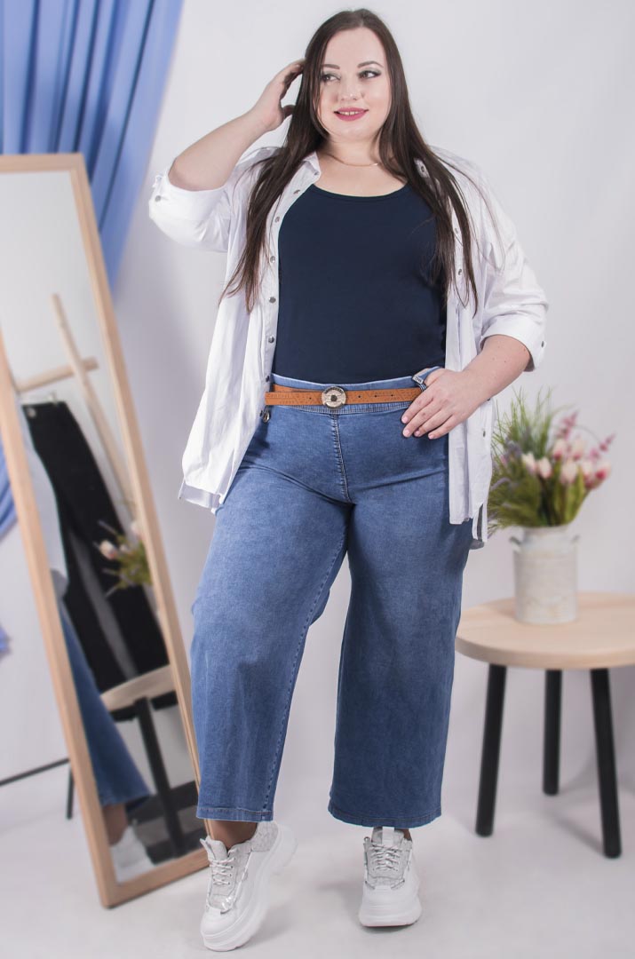 Джинси кюлоти з поясом батал