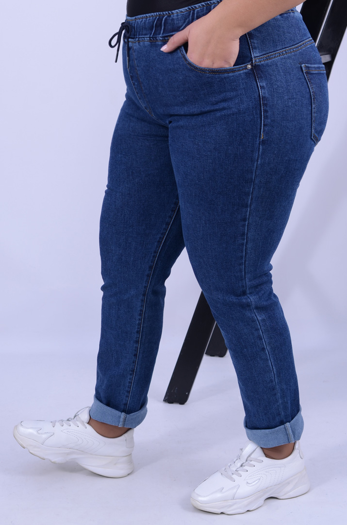 Джинси на резинці з підворотами супер батал