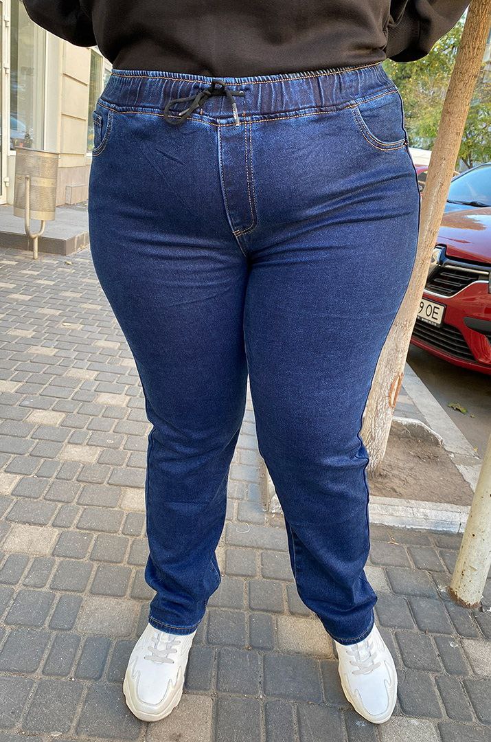 Джинси завужені утеплені байкою з високою посадкою та резинкою на талії батал