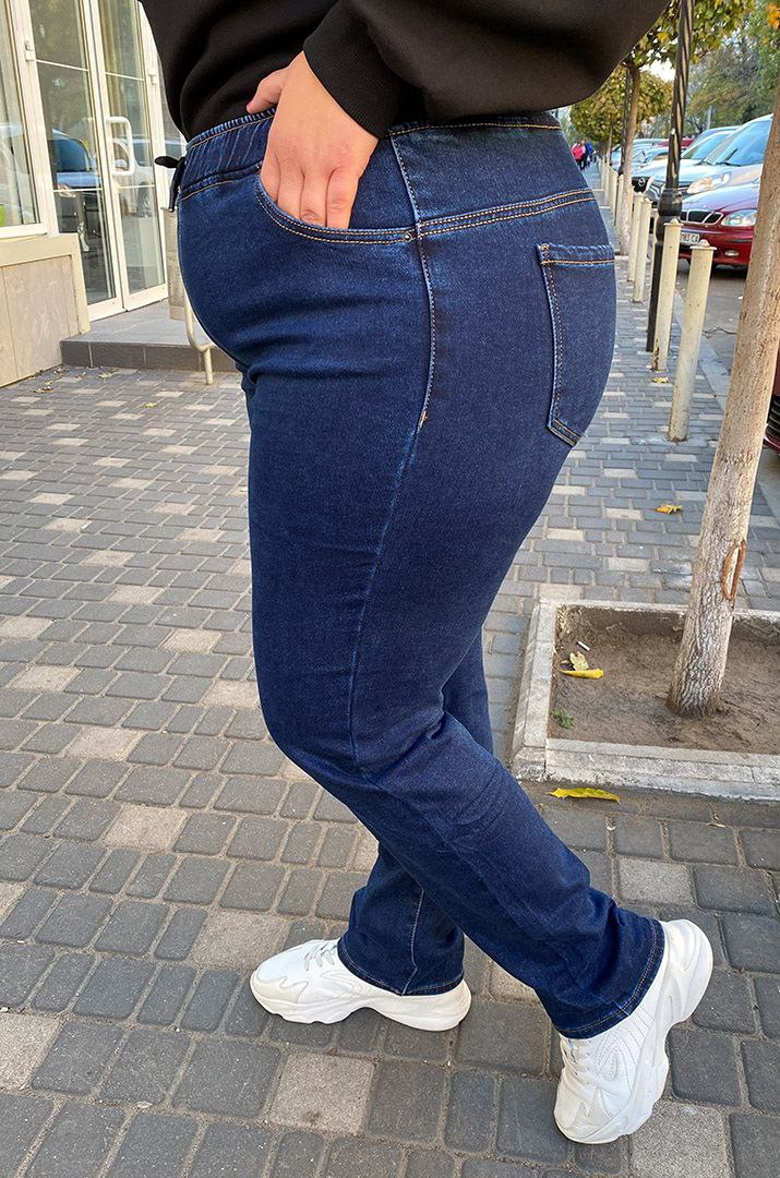 Джинси завужені утеплені байкою з високою посадкою та резинкою на талії батал