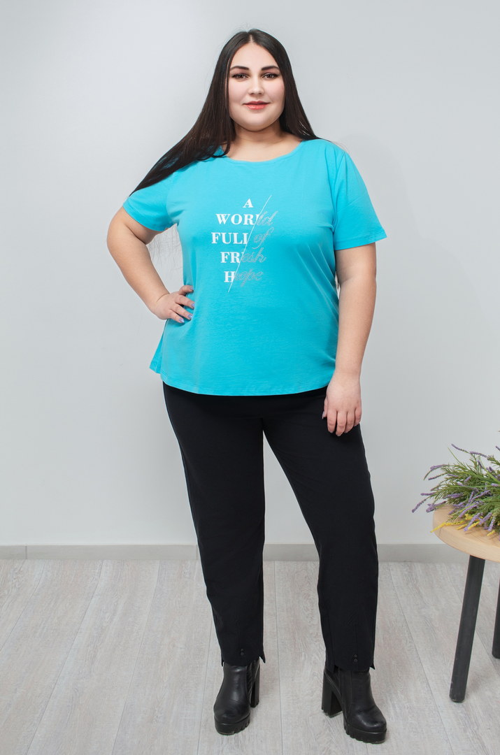 Джинси на еластичному поясі з прикрасою батал