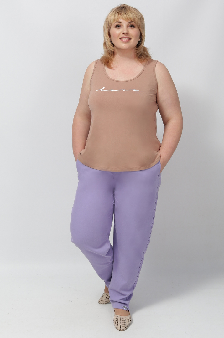 Джинсы бананы сиреневого цвета батал