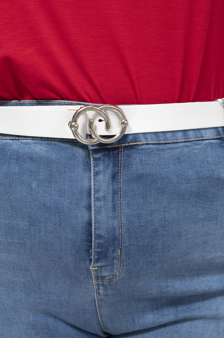 Стильні джинси з кольоровим поясом батал