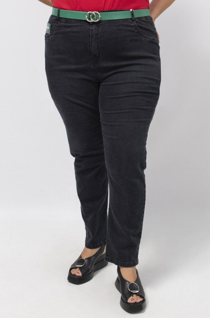 Стильні джинси з кольоровим поясом батал