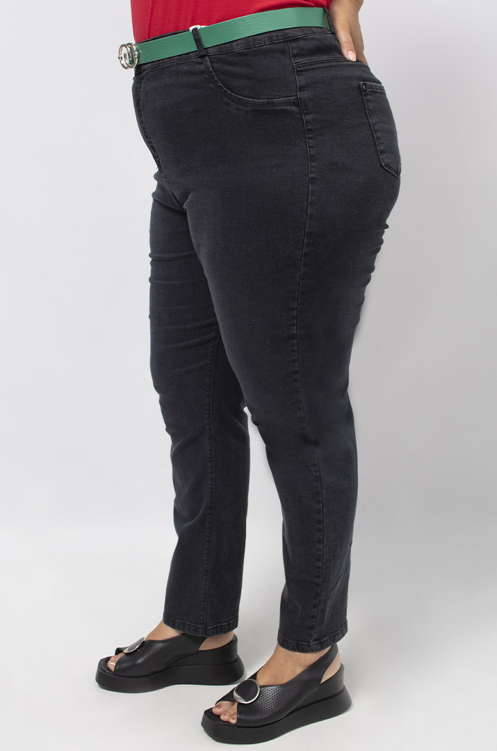 Стильні джинси з кольоровим поясом батал