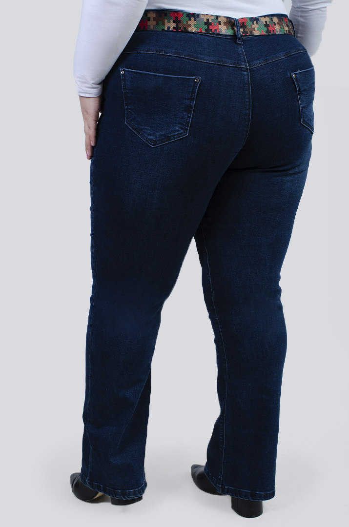 Джинси з високою посадкою і яскравим поясом батал