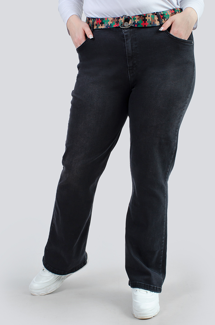 Джинси з високою посадкою і яскравим поясом батал