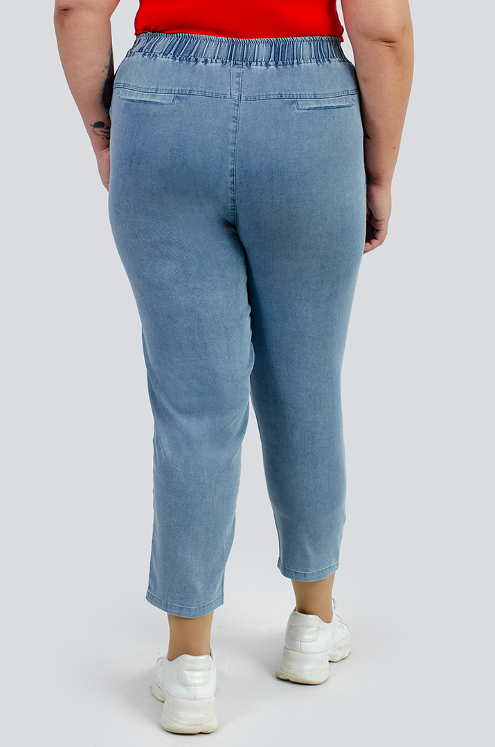 Джинсы 7/8 на резинке больших размеров