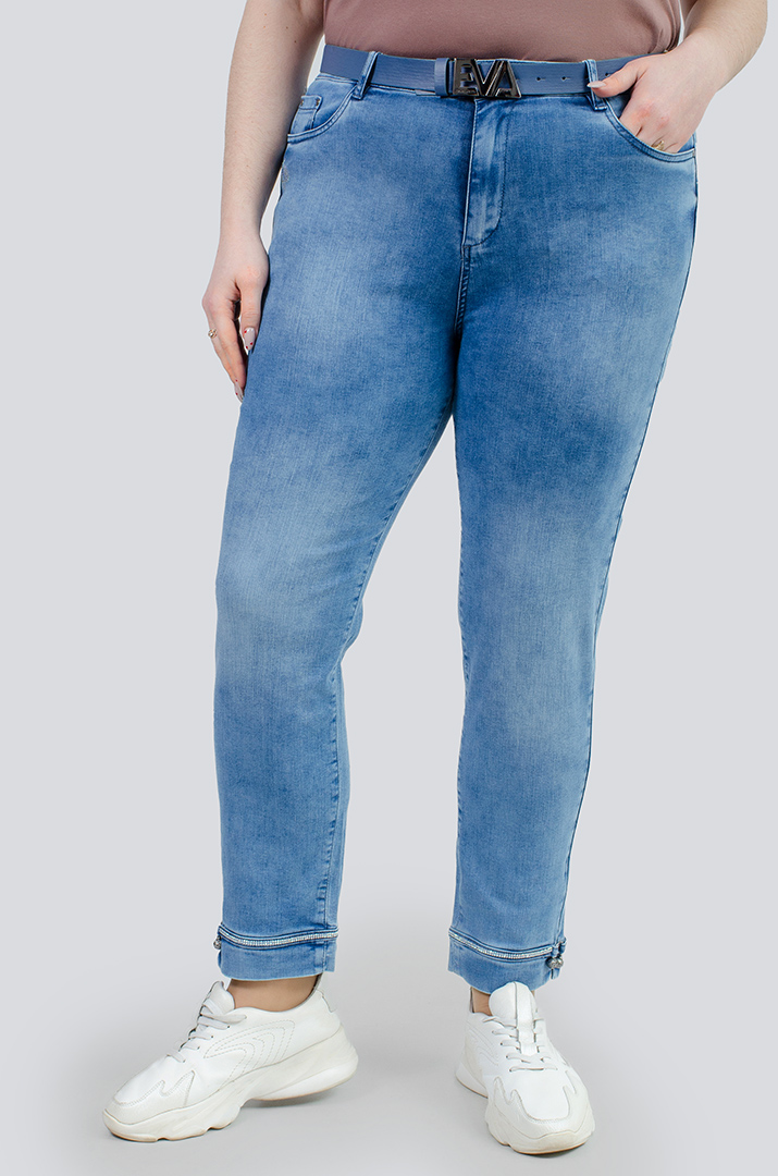 Джинси 7/8 з прикрасами і поясом великих розмірів