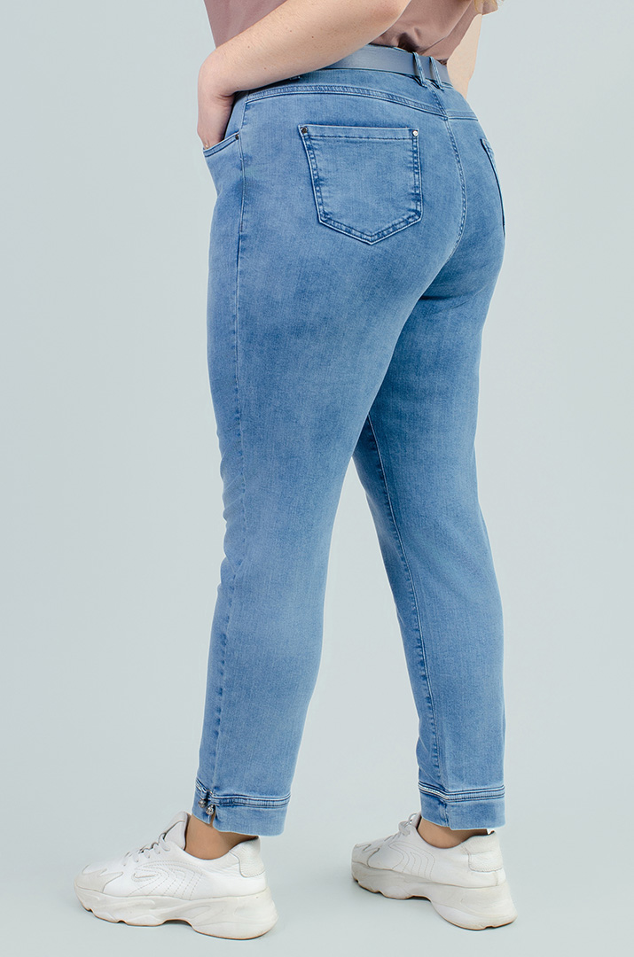 Джинси 7/8 з прикрасами і поясом великих розмірів