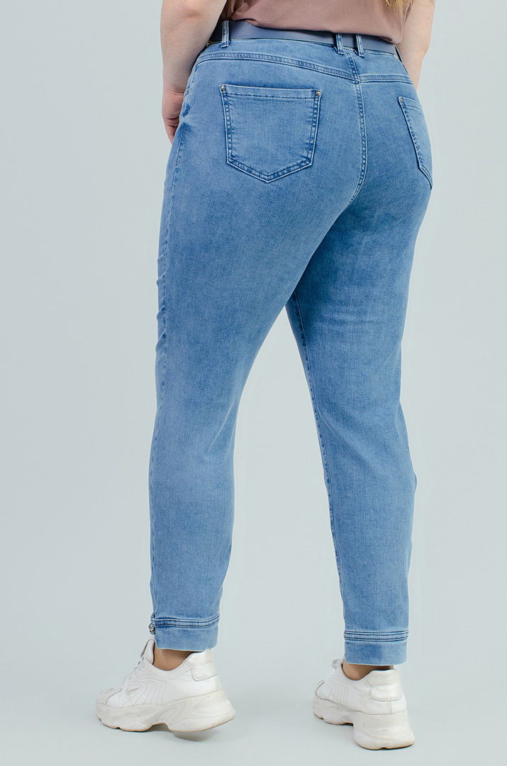 Джинси 7/8 з прикрасами і поясом великих розмірів