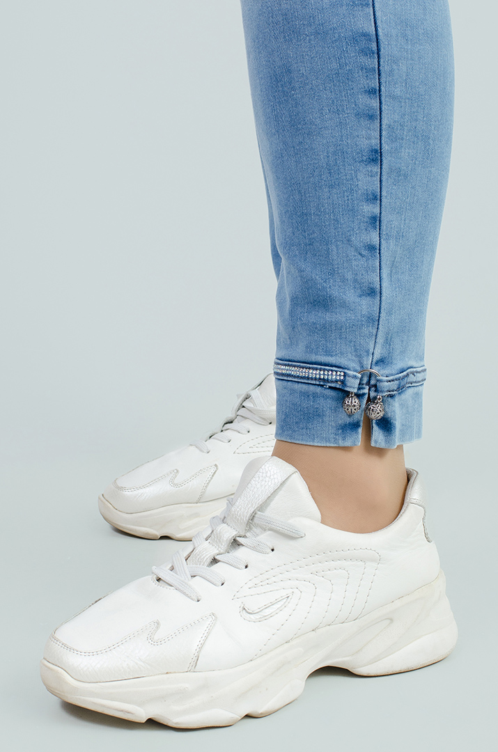 Джинси 7/8 з прикрасами і поясом великих розмірів