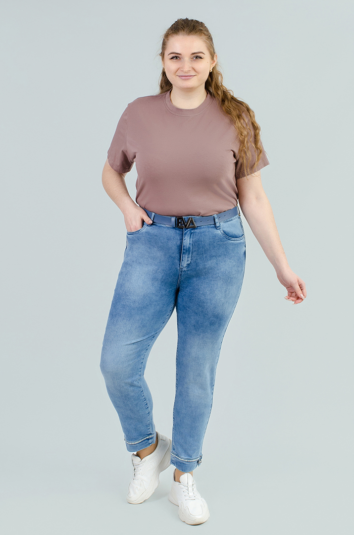 Джинси 7/8 з прикрасами і поясом великих розмірів