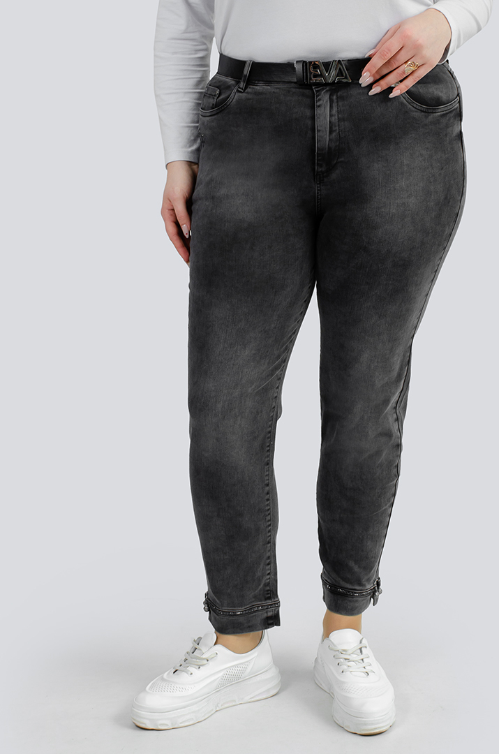 Джинси 7/8 з прикрасами і поясом великих розмірів