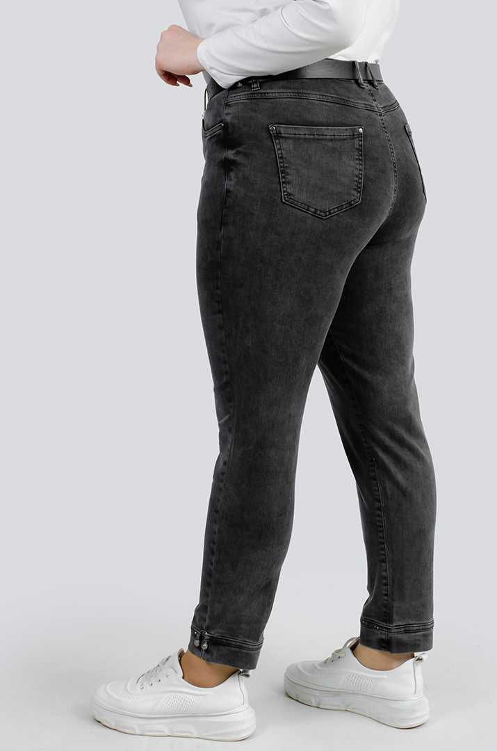 Джинси 7/8 з прикрасами і поясом великих розмірів