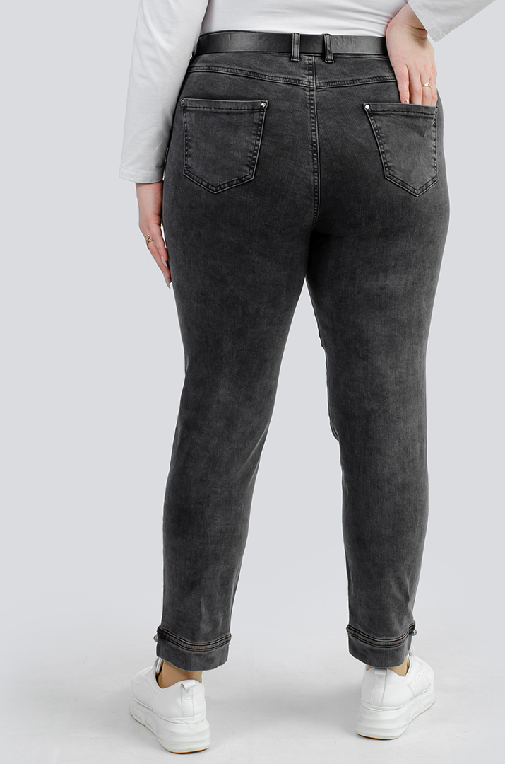 Джинси 7/8 з прикрасами і поясом великих розмірів