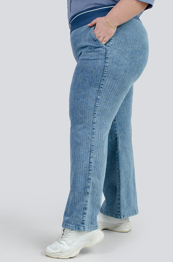 Джинси середні в вертикальну смужку великих розмірів