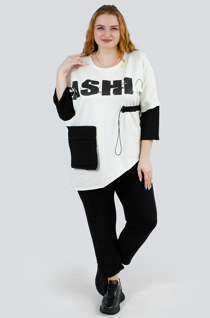 Джемпер спорт с декором больших размеров