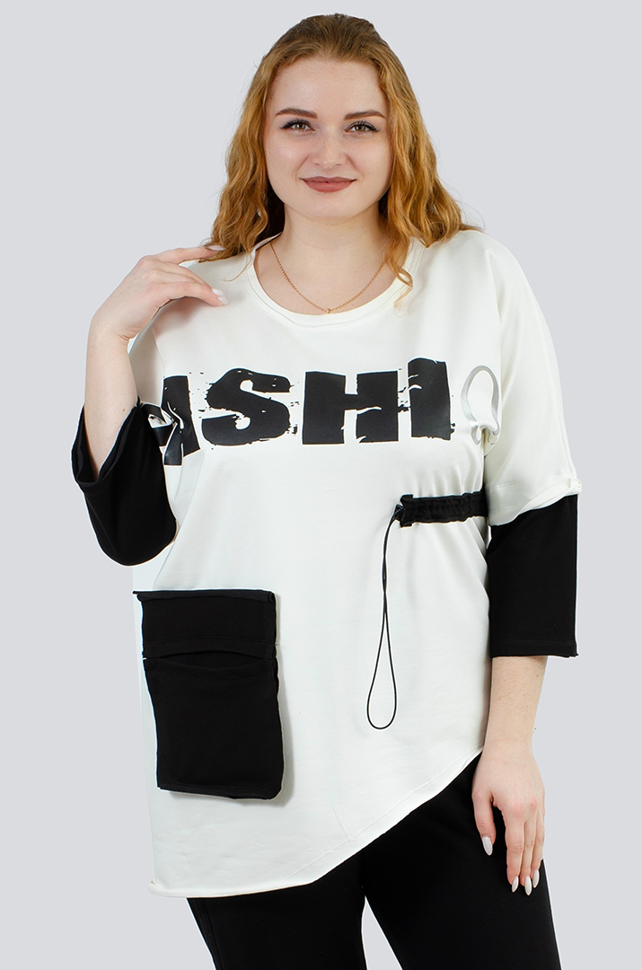 Джемпер спорт с декором больших размеров