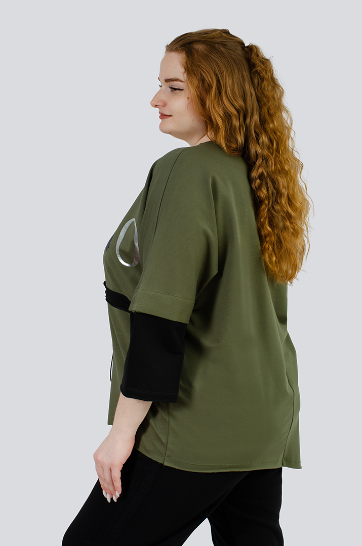 Джемпер спорт с декором больших размеров