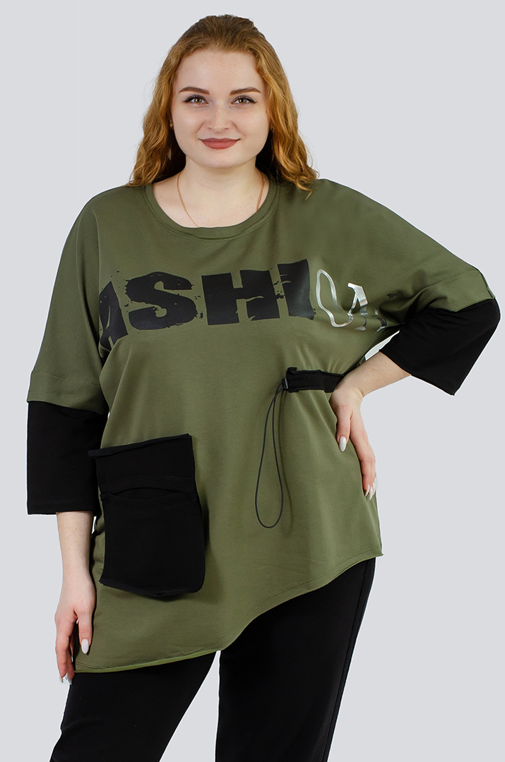 Джемпер спорт с декором больших размеров