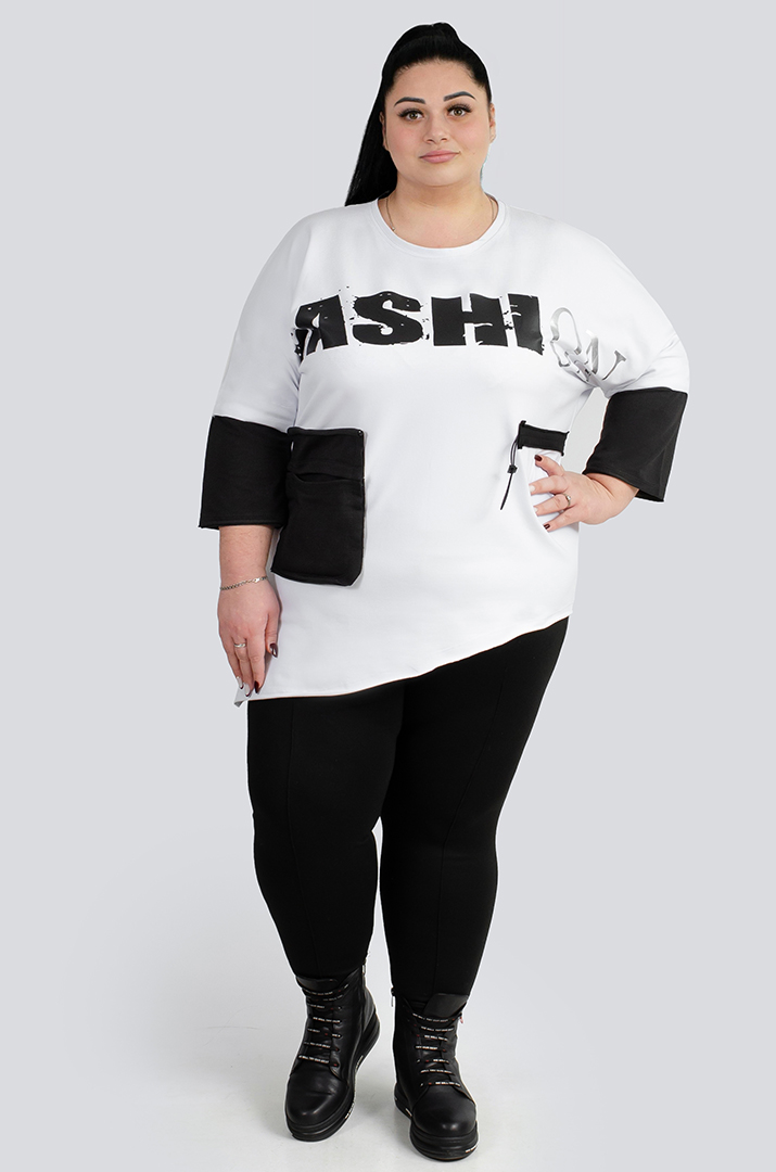 Джемпер спорт с декором больших размеров