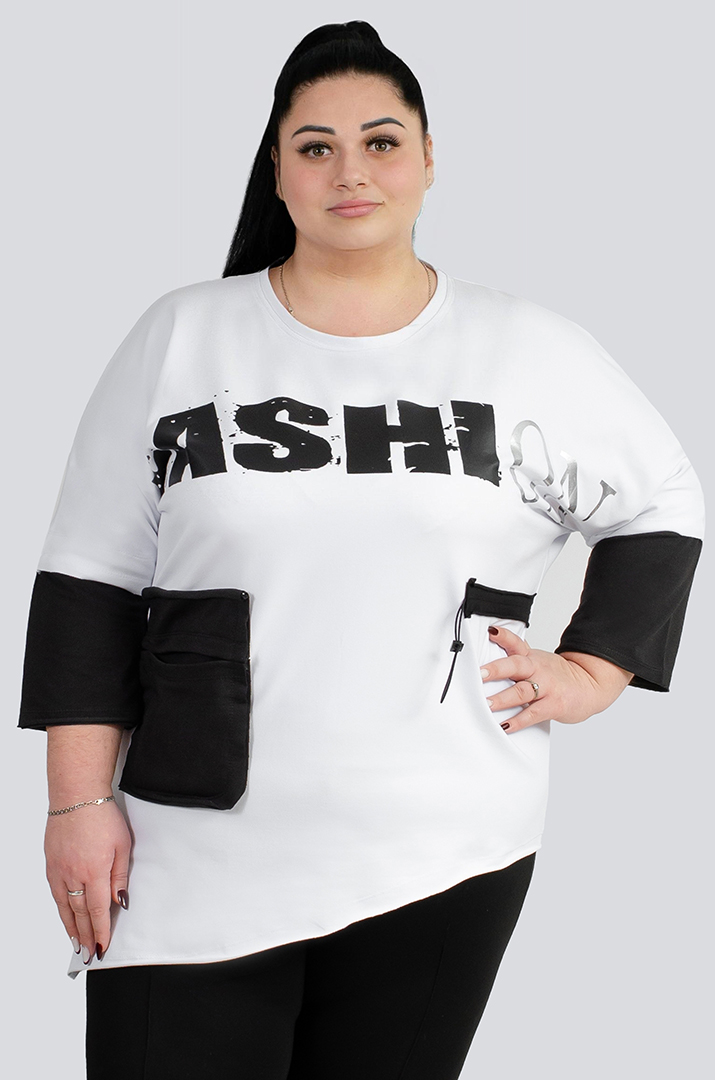 Джемпер спорт с декором больших размеров