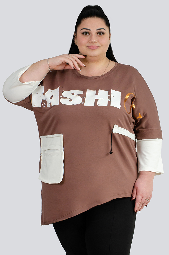 Джемпер спорт с декором больших размеров