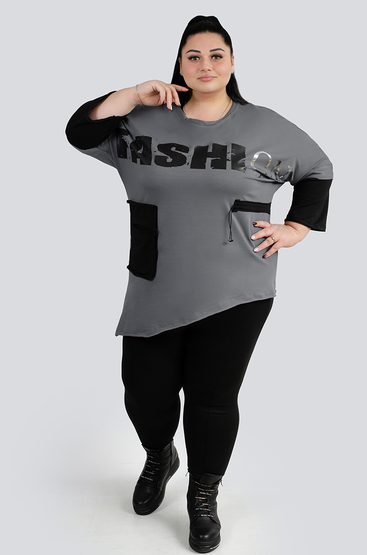 Джемпер спорт с декором больших размеров