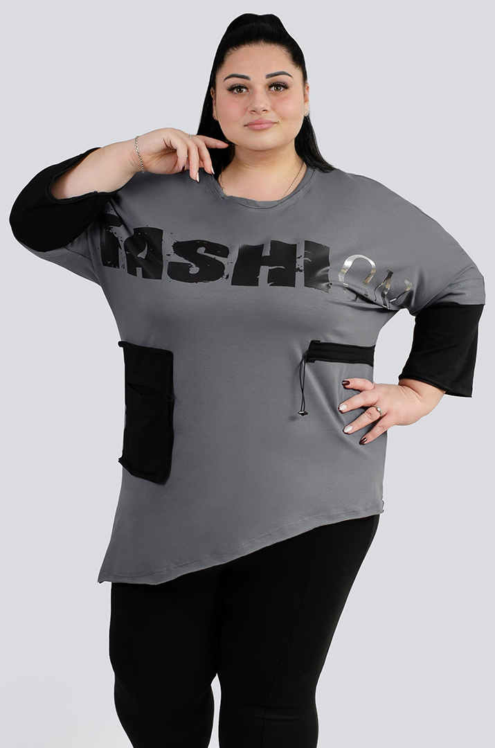 Джемпер спорт с декором больших размеров