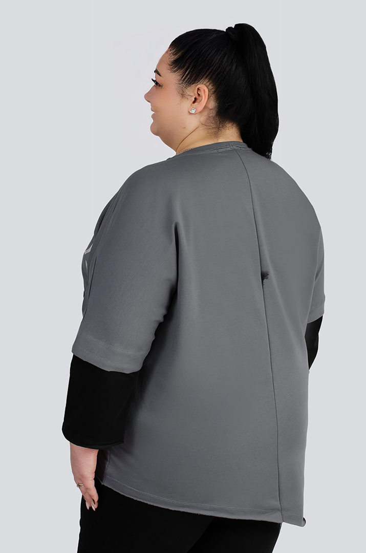 Джемпер спорт с декором больших размеров