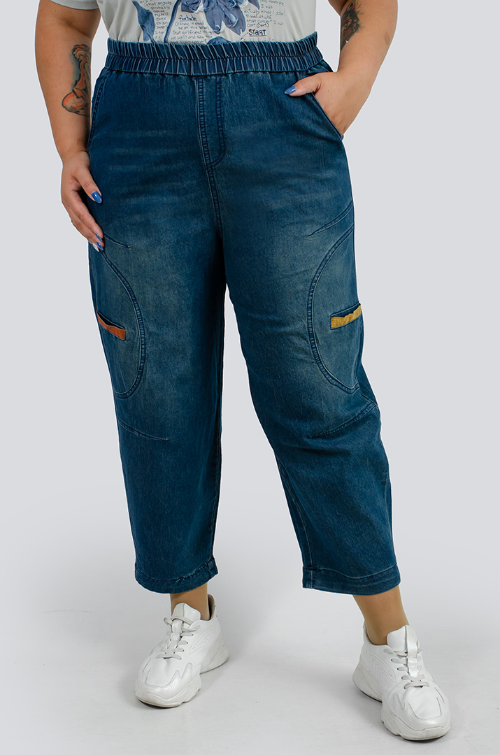 Джинси банани з декоративними кишенями великих розмірів